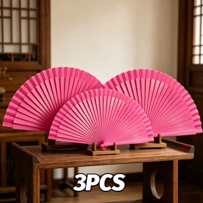 3pcsFoldingWoodHandFan Lightweight Folding Wooden Fan for Summer Cooling Lightweight Design Decorative Handheld Fan for Weddings
