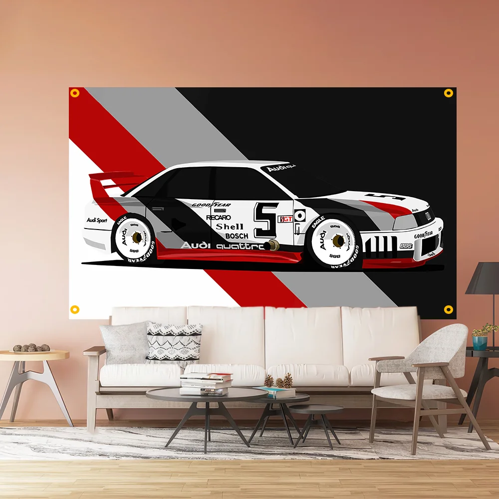 3x5ft AU Cool Personalized Racing flag Suitable for rooms, decorative garages，Japanese art racing style flag with 4 buttons