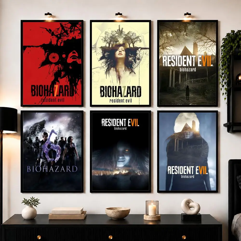 Game R-Resident E-Evil Biohazard Poster Modern Wall Art Sticker For Living Room Bedroom Bar Home Decor Mural Painting Decoration