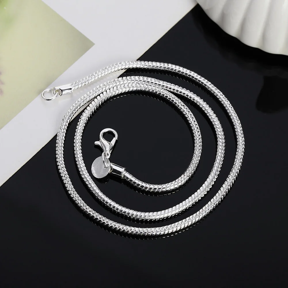 Hot sale 40-75cm 925 Sterling Silver 1MM/2MM/3MM solid Snake Chain Necklace For Men Women Fashion Jewelry for pendant wedding