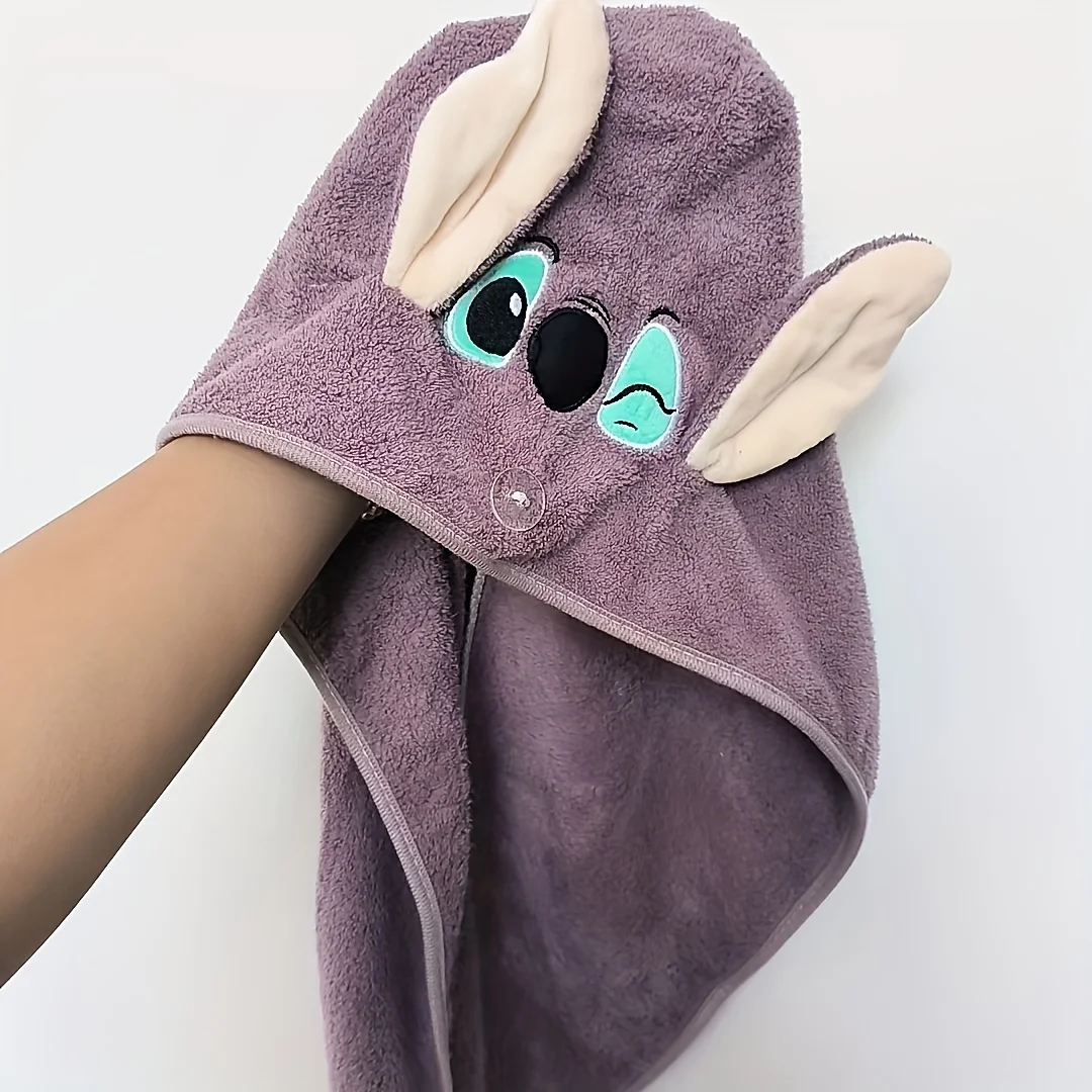 Touca de banho Disney Stitch, touca para secar cabelo em casa, chapéu de festa fofo e durável, lenço feminino, chapéu de brinquedo, 1 unidade