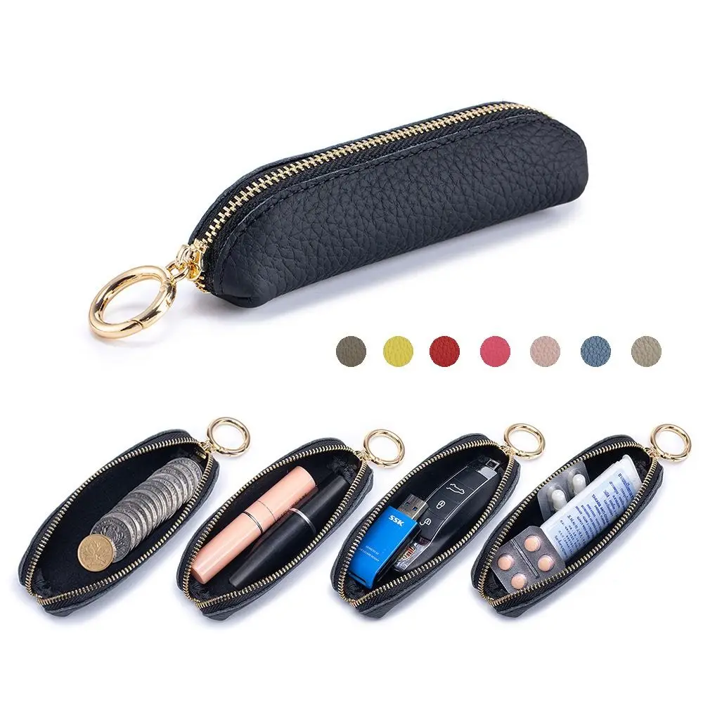 Vintage Genuine Leather Coin Purse Waterproof Zipper Key Purse Large Capacity Multifunctional Coin Pouch For Women