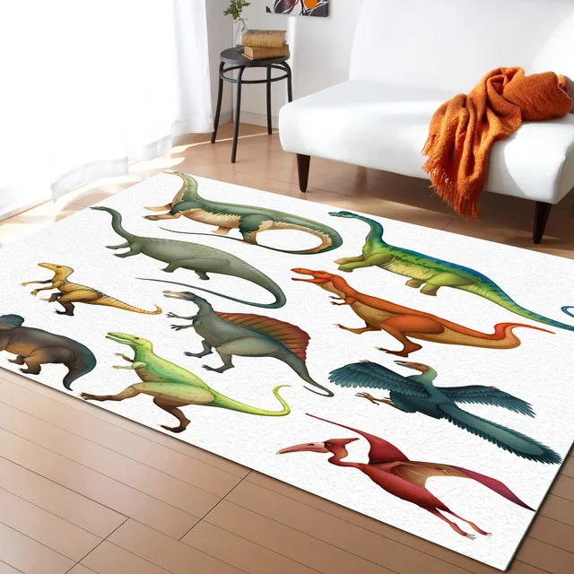 Cartoon Dinosaur Carpets for Living Room Home Decor Children\'s Room Anti-slip Crawling Mat Bedroom Bedside Foot Pad Doormat