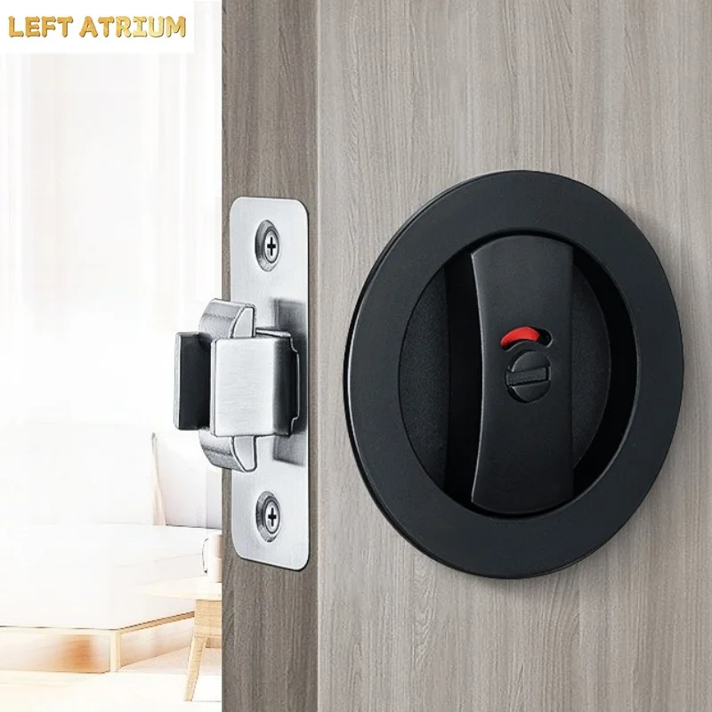 Mobile Sliding Door Lock Toilet Indicator Locks Rotating Switch Safety Lock Silent Locks with Keys Door Hardware Accessories