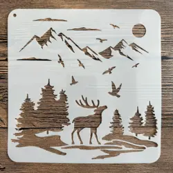 20*20 cm DIY mandala mold for painting stencils stamped photo album embossed paper card on wood, fabric wall Christmas tree deer