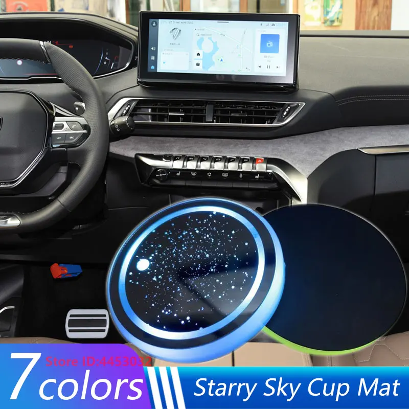 1 PCS Led Car Cup Holder Light For Peugeot 2008 3008 4008 5008 308 408 508 107 207 307 7 Colors Mat Photoinduction Accessories