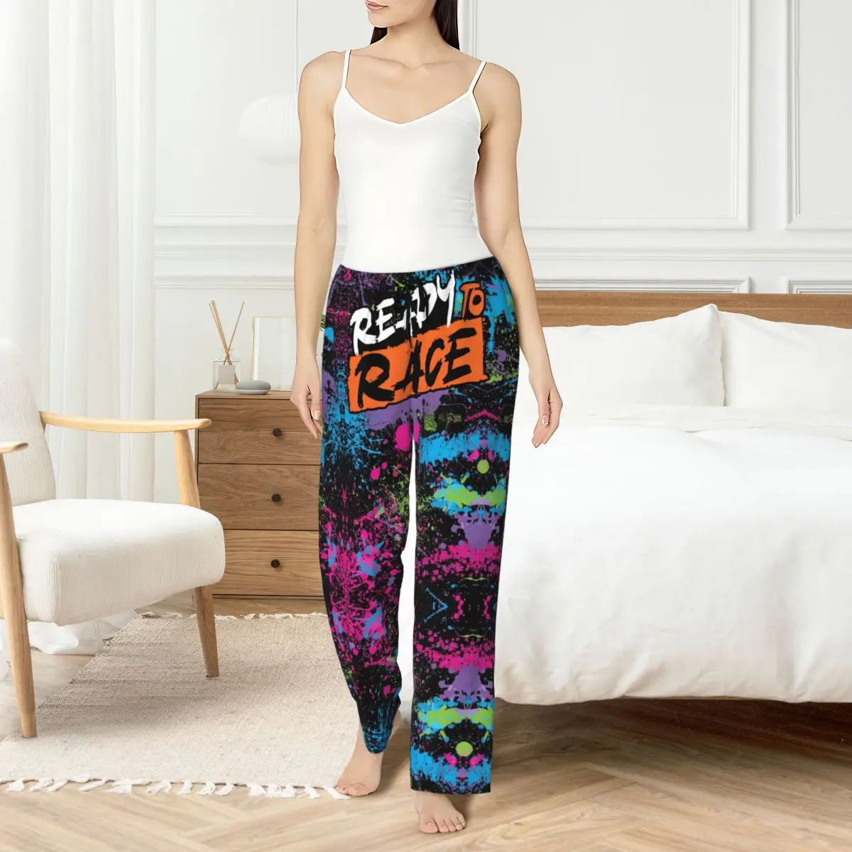 

Custom Ready To Race Pajama Pants Sleepwear Women's Elastic Waistband Sleep Lounge Bottoms with Pockets