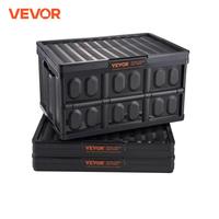 VEVOR 45L/65L Collapsible Storage Bins Folding Stackable Utility Garage Crates with Lids Handles for Clothes Snack Toys Grocery