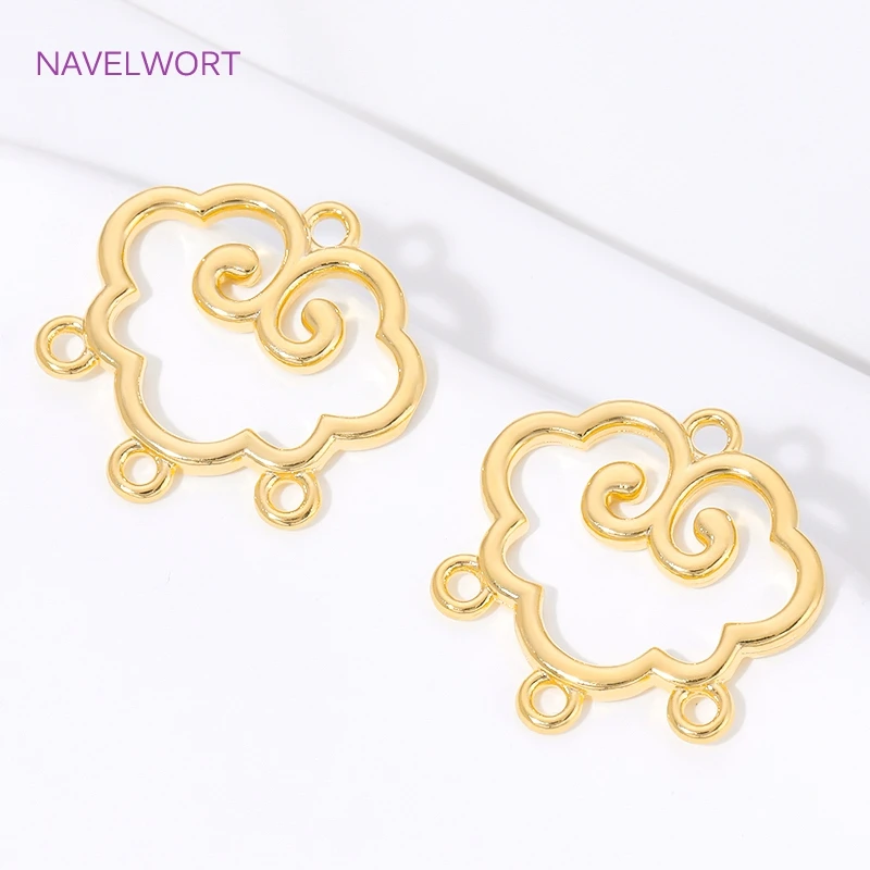1/2/4Pcs 18K Gold Plated Brass Cloud Shape Connector Charms,Connector For Beads,Connectors For Bracelets Making,Jewelry Findings image 4