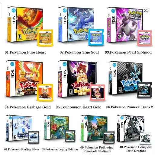 

NDS Game Card PKM Series Colorful Box Packaging Pure Heart Primeval Black 2 Conquest Twin Dragons True Soul USA Version