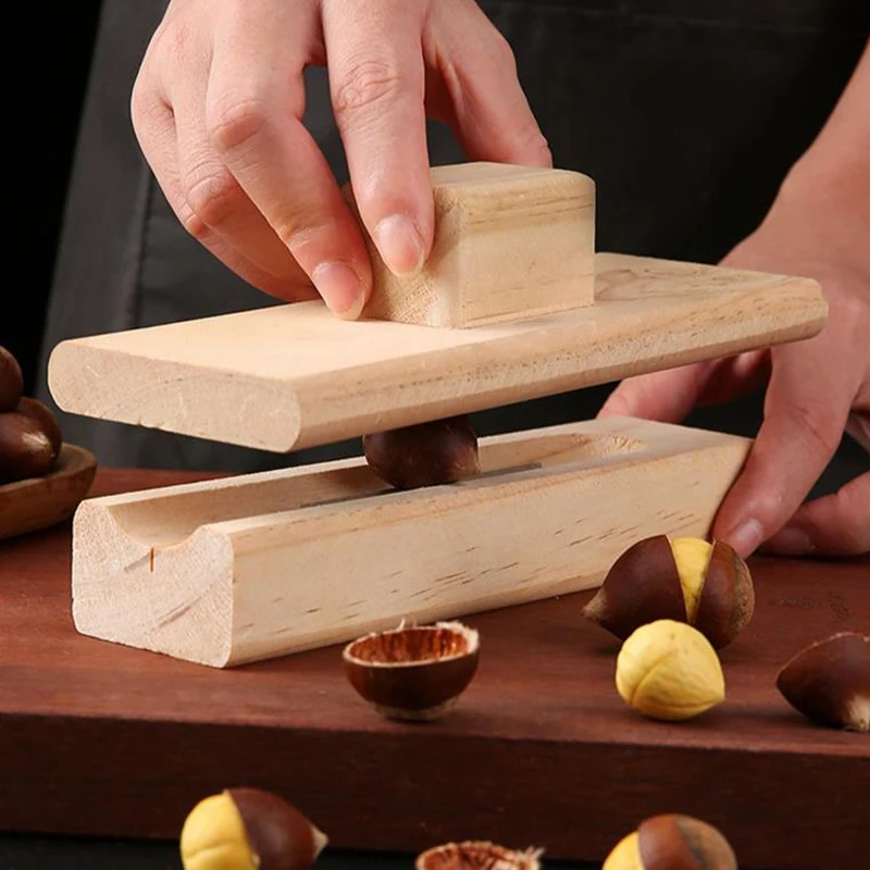 JUSTINLAU دليل الجوز فتاحة كستناء خشبي فتاحة الثقيلة الجوز ذو طيات فتاحة أداة الجوز الكستناء البقان البندق اللوز
