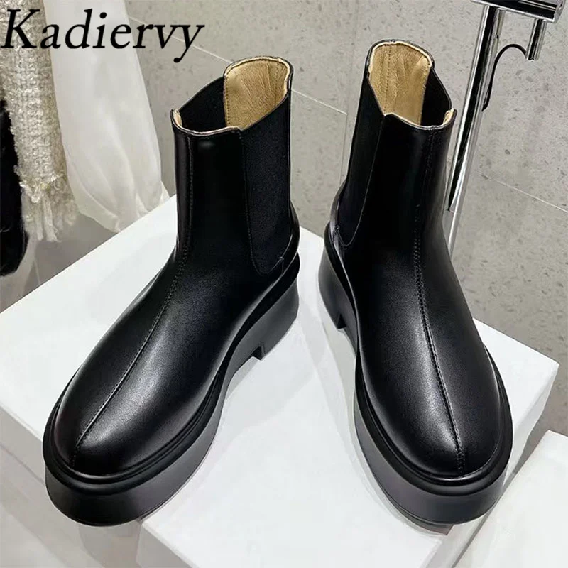 Classic Chelsea Short Boots Woman Suede Leather Ankle Boots Thick Sole Shoes Woman Flat Platform Ankle Boots For Women image 5