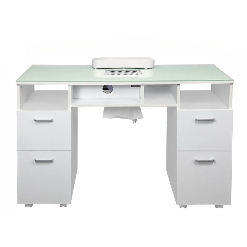 Glass manicure table with hand pillow Commercial beauty furniture Multifunctional manicure workbench Color