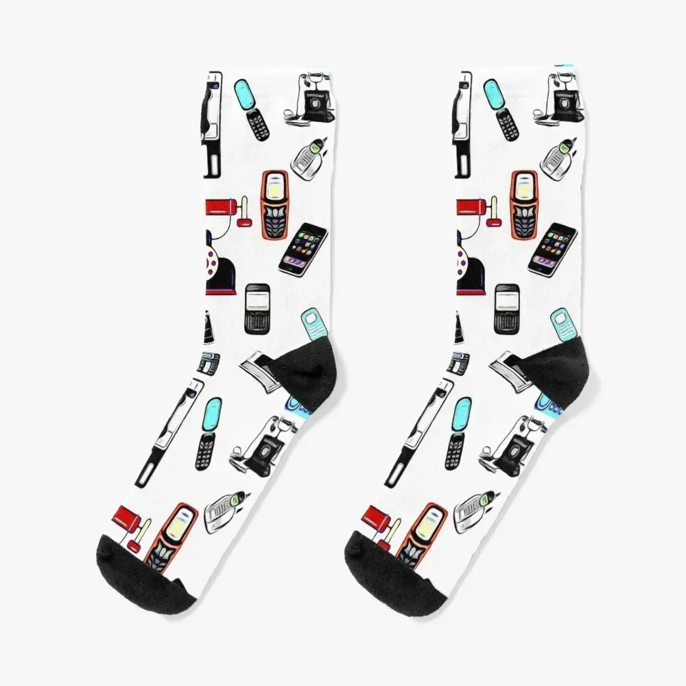 

Phones Of The Ages Socks men cotton high quality kawaii basketball luxury Socks Men's Women's