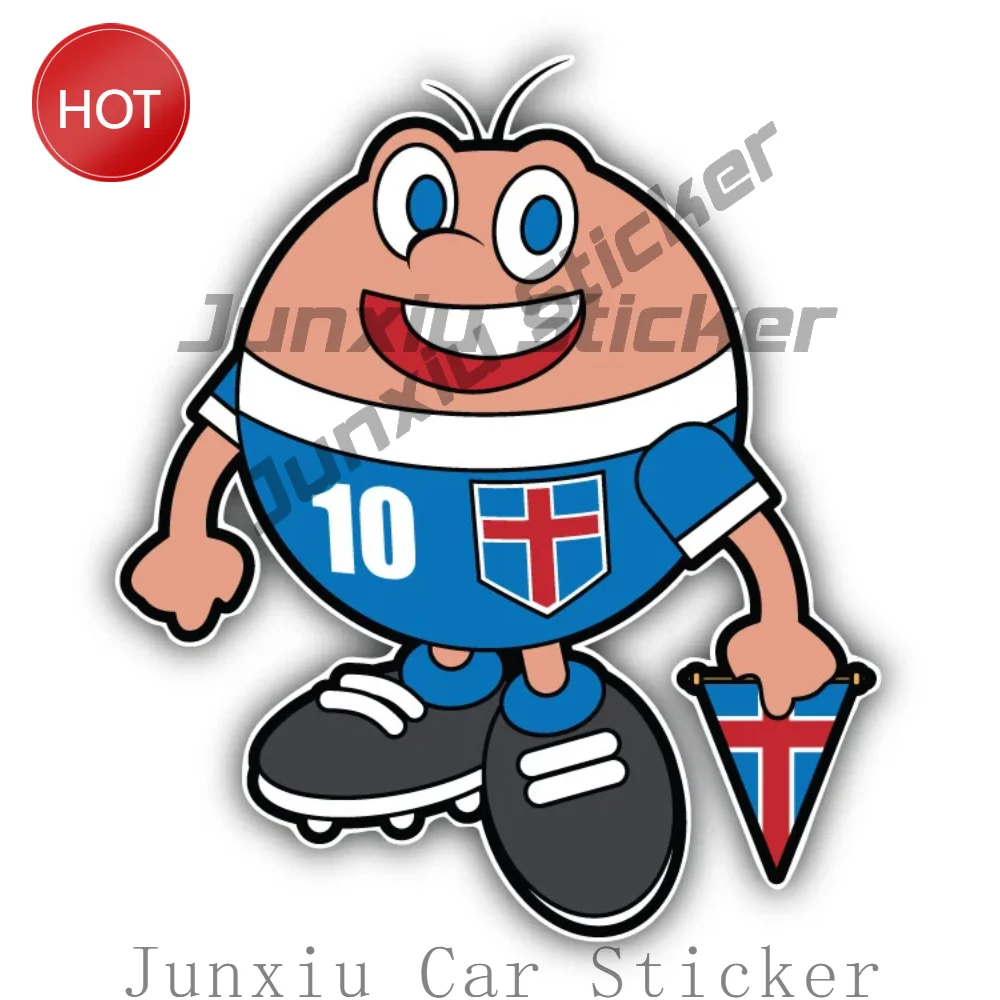 Cartoon Iceland Soccer Player Mascot Sticker Eye Catching Design For Car Rear Window Vehicle Decoration Decal Car Accessories