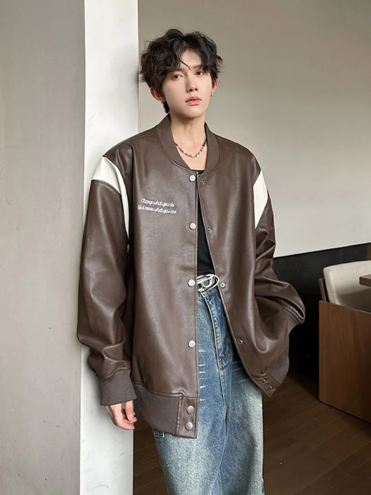 

Американская ретро-мотоциклетная куртка для мужчин, весенне-осенняя куртка из искусственной кожи, стильная и модная бейсбольная куртка для подростков