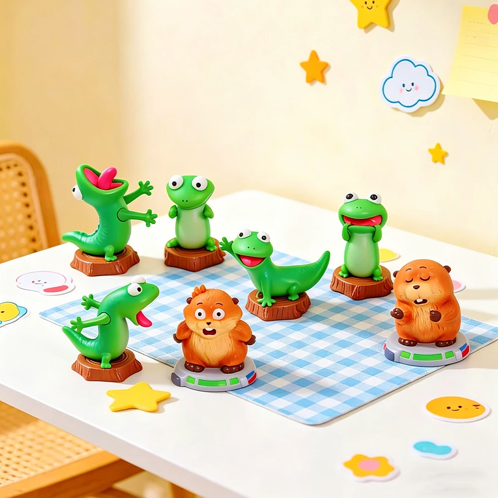 

Lizard & Beaver Blind Box Figures PVC Model – Kawaii Animal Collectible Toys for Kids Birthday Gift & Party Favors