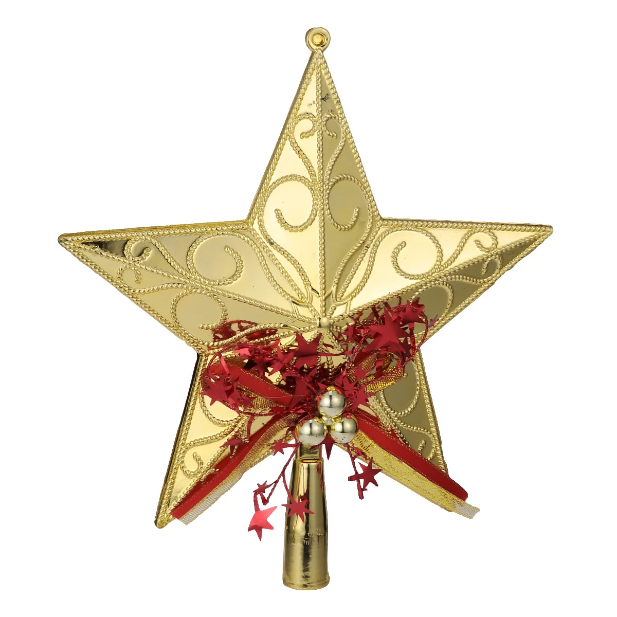 

20Cm Plastic Christmas Tree Star Topper Glitter Golden Holiday Decor Home Party Hotel Bar Christmas Decoration Ornament