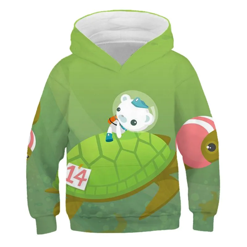 2024 Spring and Autumn Children Cartoon Hooded Sweatshirt Octonauts Undersea Column 3D Digital Printing Children\'s Casual Hoodie