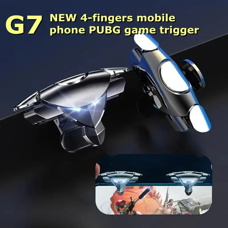 

2pcs G7 Mobile Phone 4 Fingers PUBG Game Trigger L1 R1 Alloy Key Button Aim Shooting Gamepad Joystick Controller for IOS Android