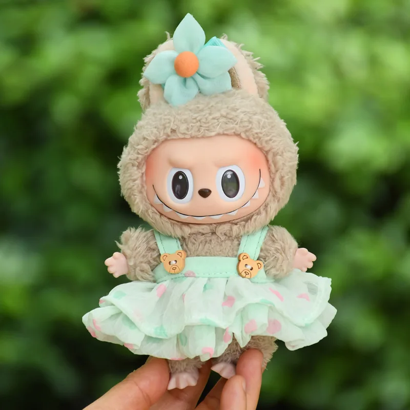 Mini Plush Doll Clothes for Kids, Cute Outfit Accessories, Korea Kpop Exo Labubu Idol Dolls, saia e chapéu, DIY Clothing, Gift, 17cm