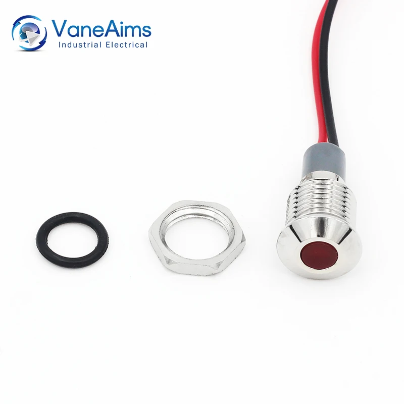 5PCS 6/8/10/12/14mm Metal LED Indicator Light Waterproof IP67 Pilot Signal Lamp 3-6V 12-24V 220VACDC Red Green Blue Yellow White