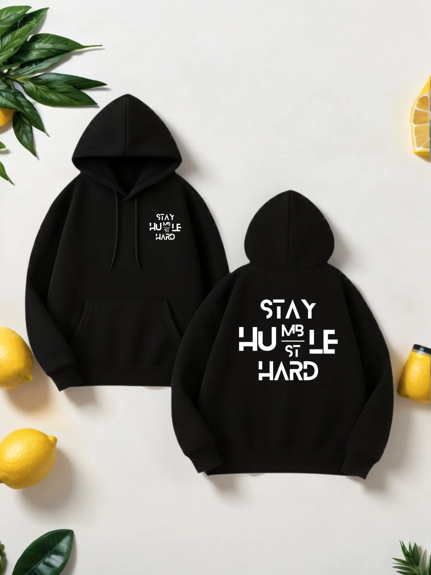 

Men’s Casual Hooded Sweatshirt, Fleece Lined, Letter Print, For Everyday Wear, For Young Men