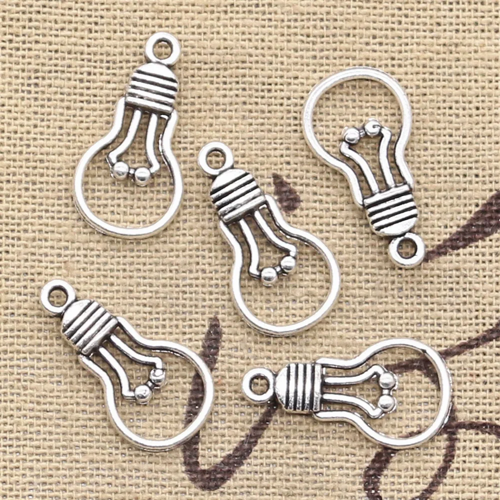 50pcs Charms Light Bulb 21x11mm Antique Bronze Silver Color Pendants DIY Crafts Making Findings Handmade Tibetan Jewelry