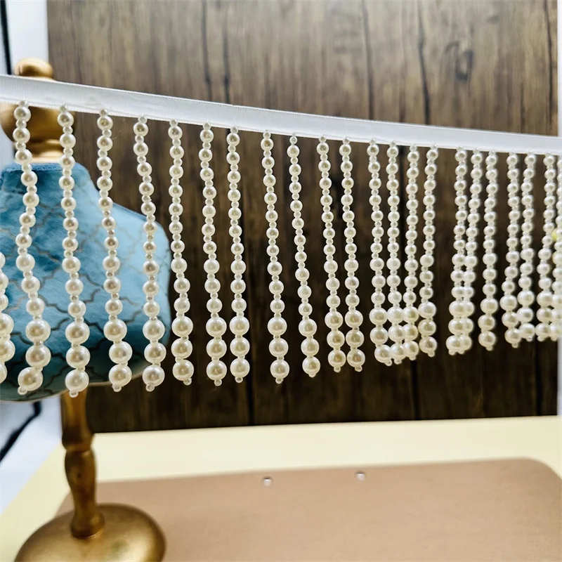 Perlenbesetzter Quasten-Perlen-Spitzen-Hulu-Anhänger für Kleidung, Vorhänge, Accessoires, handgefertigtes Satinband, Kantenband – Detail 4