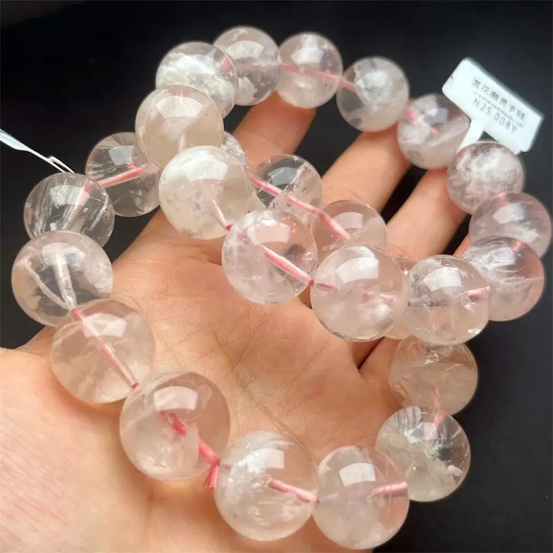 

18MM Natural Pink Snowflake Quartz Bracelet Fashion Personalized Men Women Holiday Exquisite Christmas Gift 1PCS