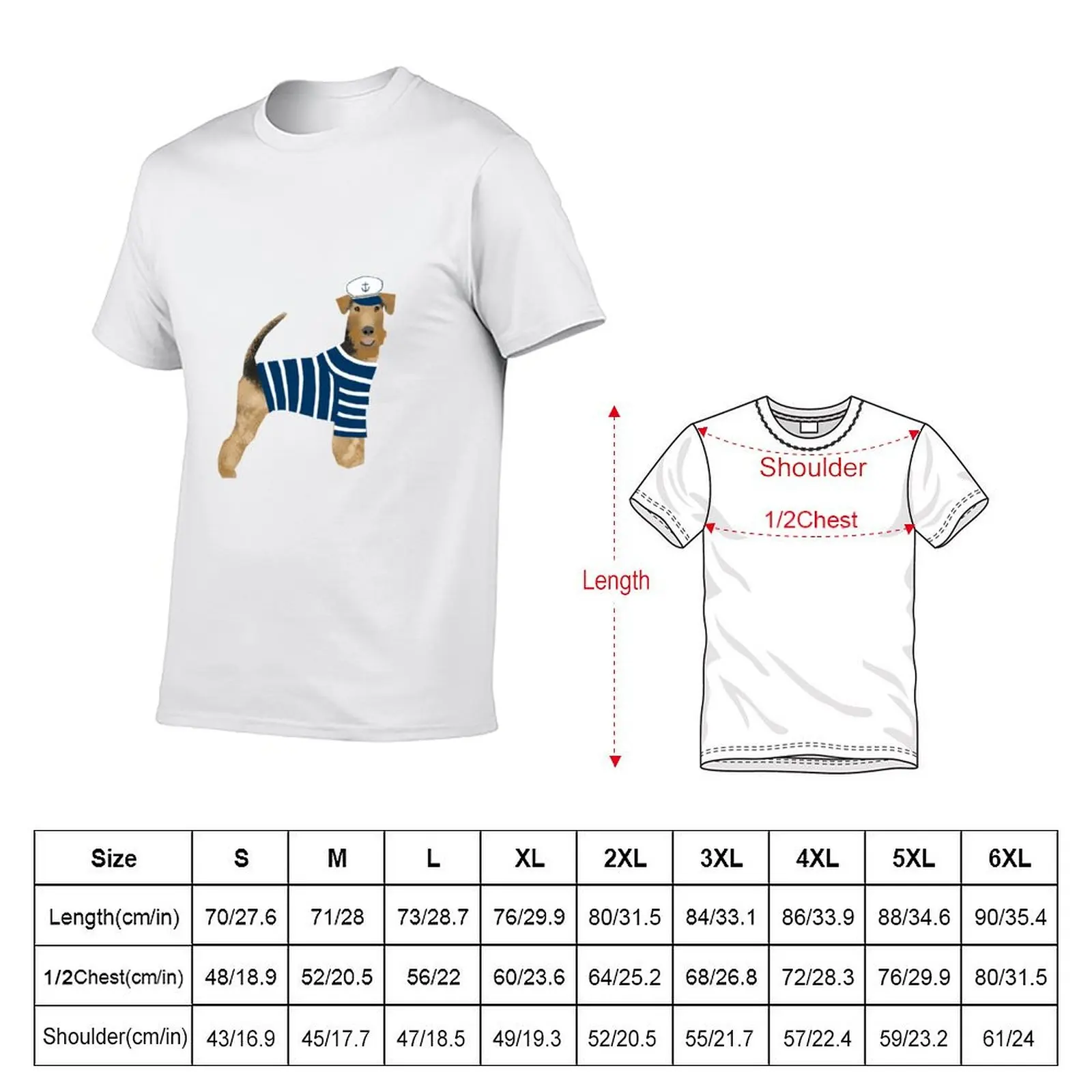 Airedale Terrier summer sailor cute dog breed design illustration T-Shirt Quick Dry Light Sports T-Shirt