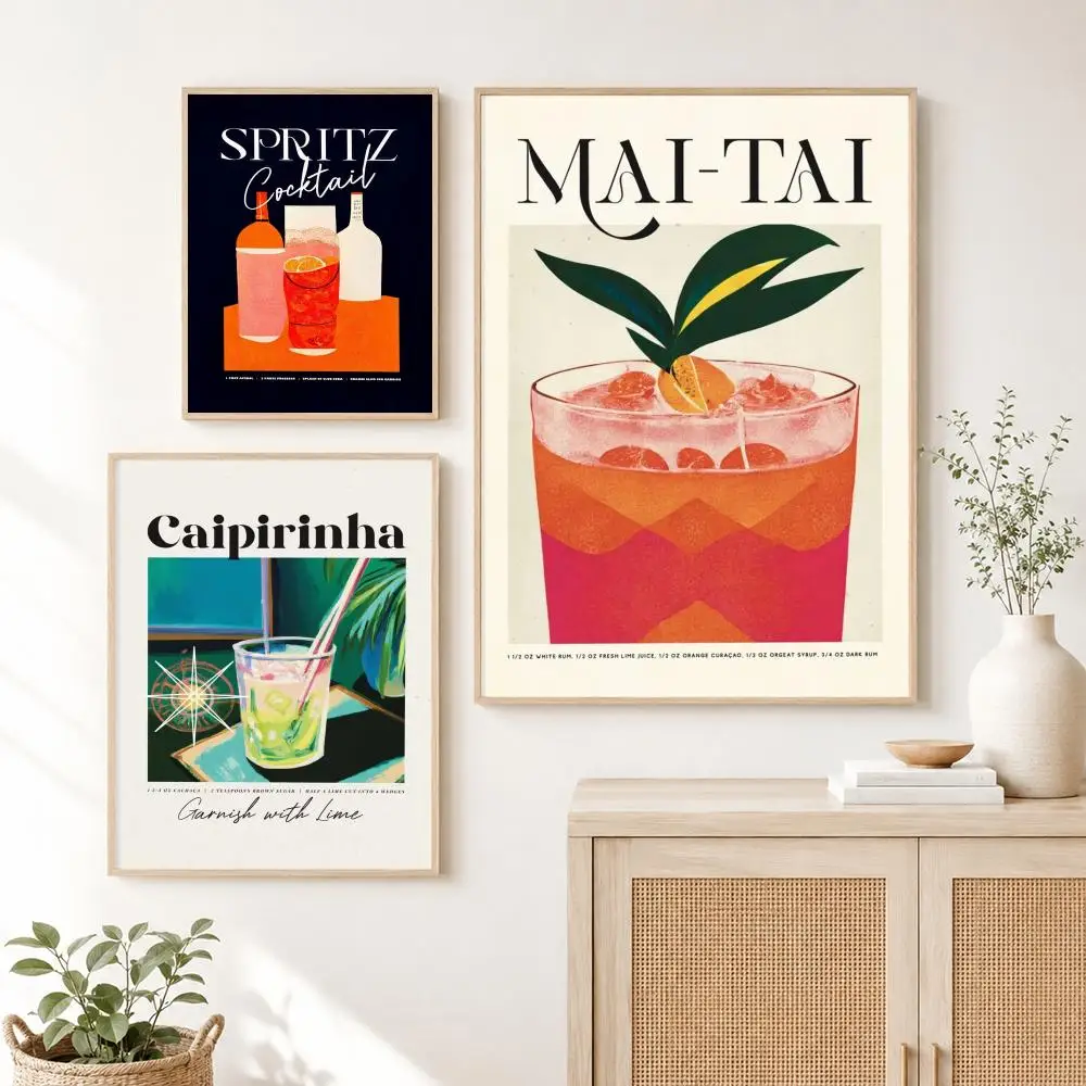 Drinks Mojito Aperol Gin and Tonic Lemon Kitchen Painting Calligraphy Canvas Poster Art for Bedroom Room Home Decor Wall Decals