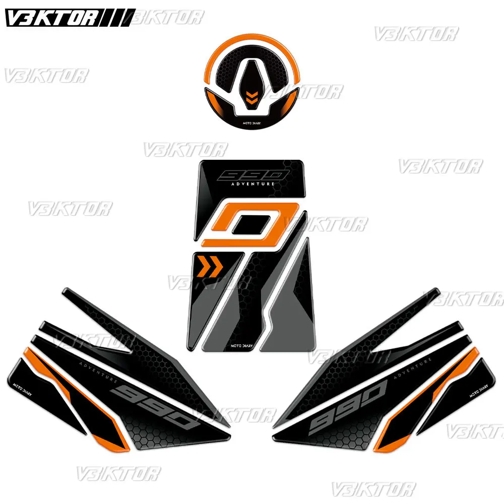 3D Resin Tank Pad Sticker Motorcycle Fuel Tank Protectior Decal For KTM DUKE 990 Duke 990 duke990 2024