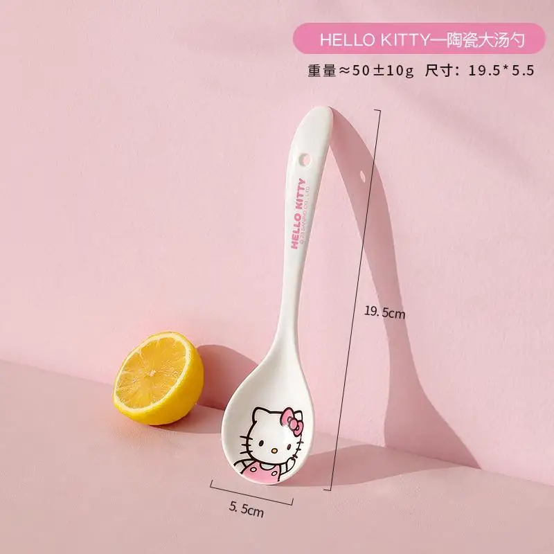 Hello Kitty Kuromi Cinnamoroll Sanrio cucchiaio da bere carino anime periferico grande zuppa cucina di casa cucchiaio di ceramica a manico lungo