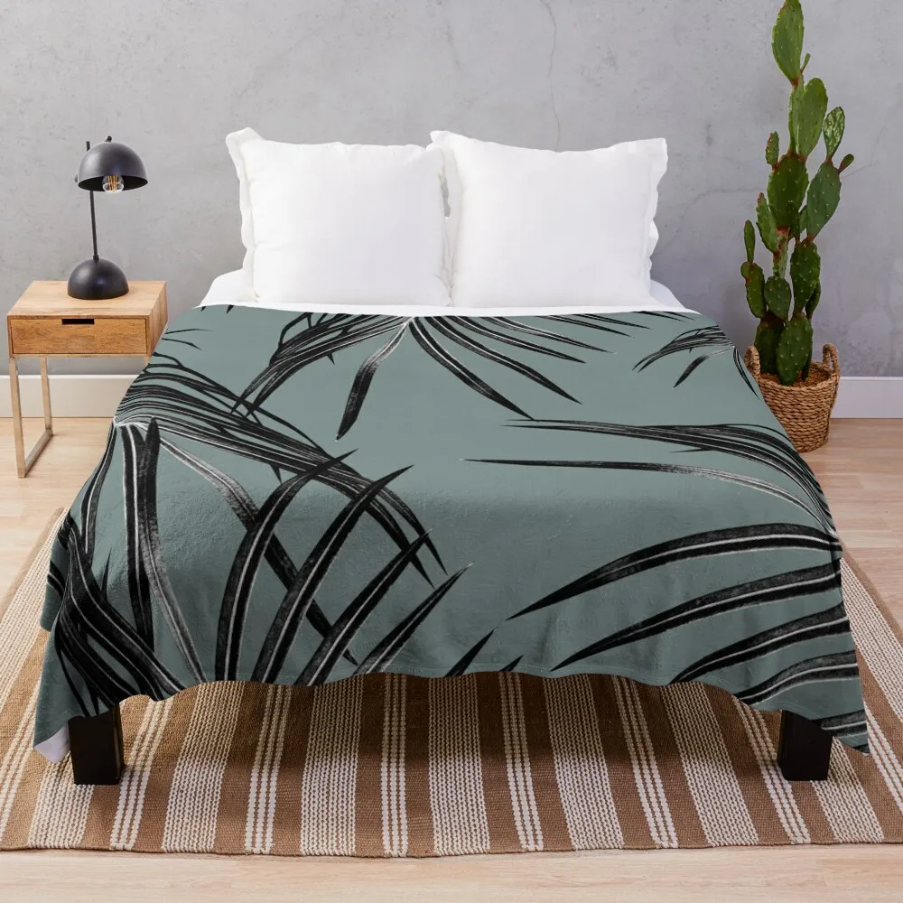 

Black Palm Leaves Dream #4 #tropical #decor #art Throw Blanket Winter beds Shaggy Blankets