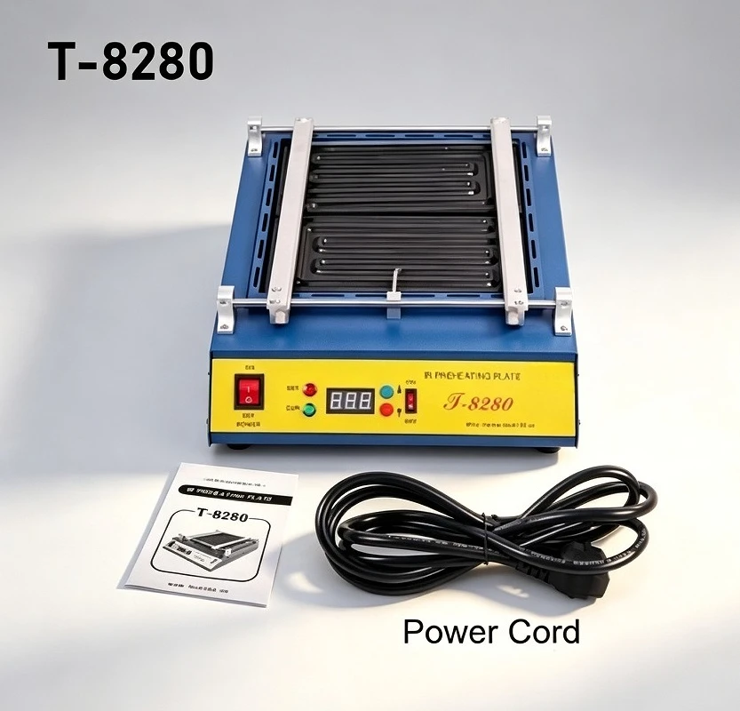 T-8280 1600W Infrared PCB Preheater, 0-450°C IR Preheat Plate for SMD Rework, 110V/220V Solder Station