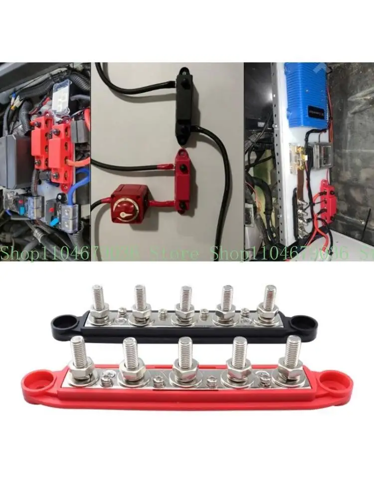 

652F 1/4", 5/16", 3/8" 300A 48V Bus Bar Terminal Battery Power Distribution Block With Cover