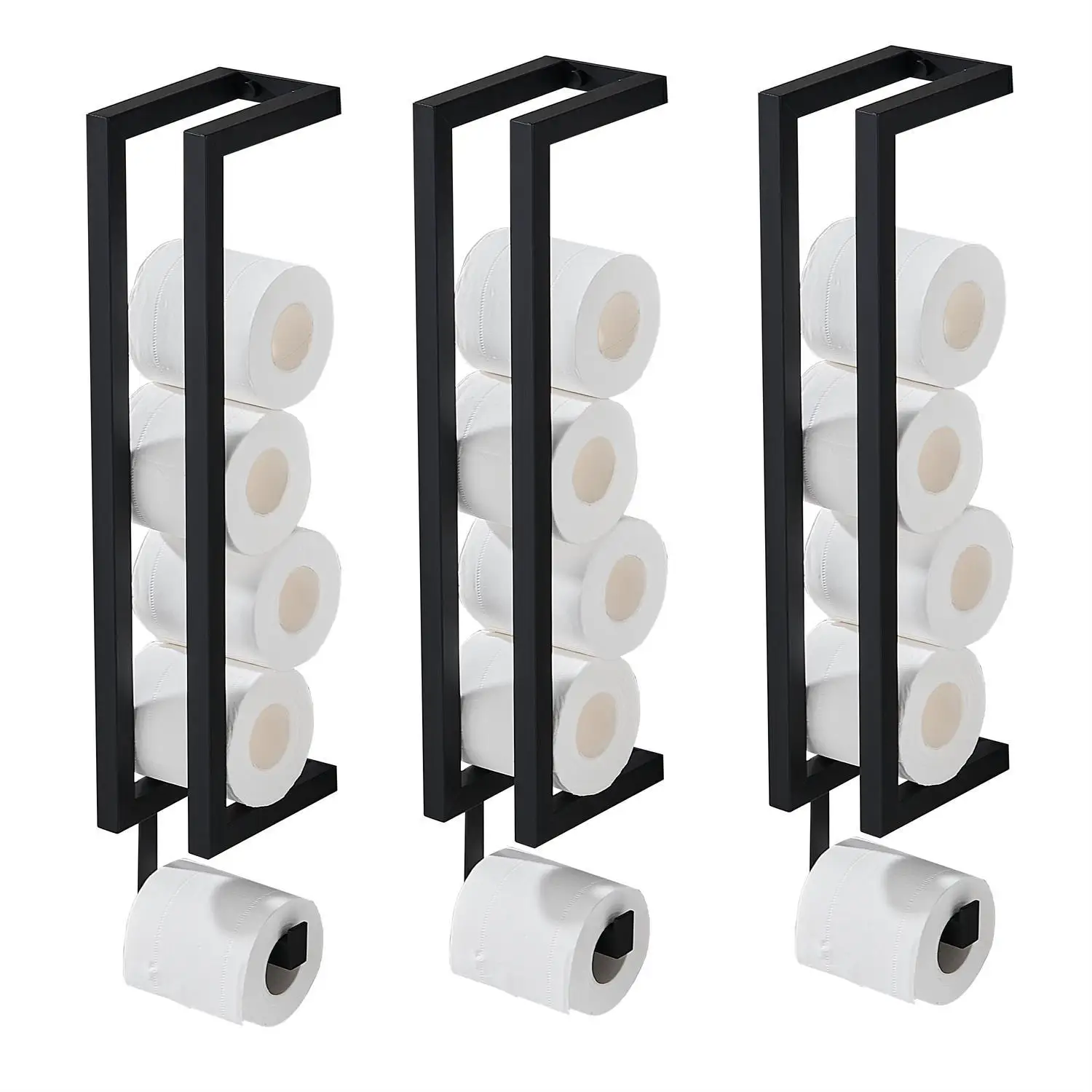Black paper towel holder Stainless steel wall-mounted storage rack Bathroom Household multi-functional toilet paper holder