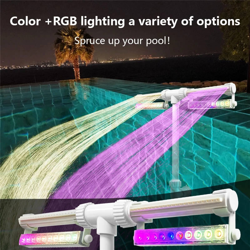 プール噴水 7 色 LED ライト 50 × 42 センチメートル調整可能なデュアルスプレー水滝スプリンクラークーラー地上と地下プール用