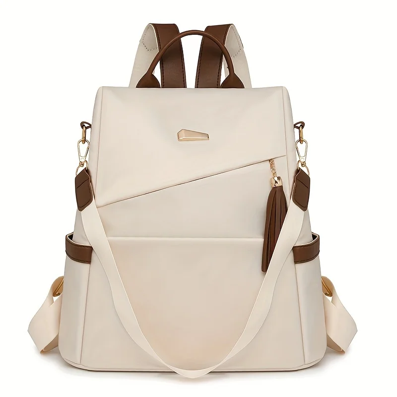 Women's Bags Simple Versatile Fashion Backpack Korean Version College Style Large Capacity Casual Soft Leather Portable Backpack