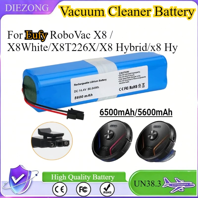 6500mAh/5600mAh High Capacity Battery for Eufy RoboVac Vacuum Cleaner X8 Hybrid X8 White X8 Hy Series Baterias 14.4V