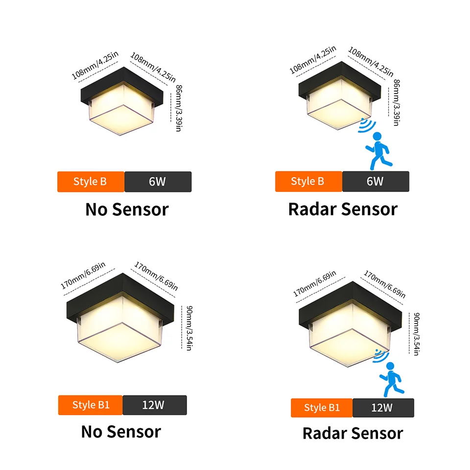 Wall Lamp Motion Sensor LED Wall Mounted Lamp AC85-265V 6W/12W Wall Mounted Lamp for Living Room Bedroom Outdoor Corridor Stairs