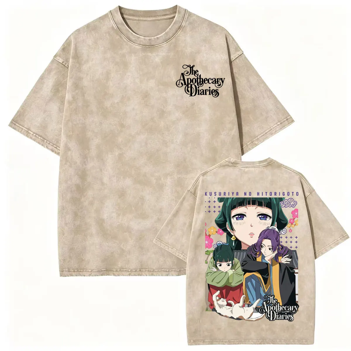 Vintage Washed The Apothecary Diaries T Shirt Maomao Jinshi Kusuriya No Hitorigoto Anime T-shirts Unisex Fashion Kawaii T-shirt