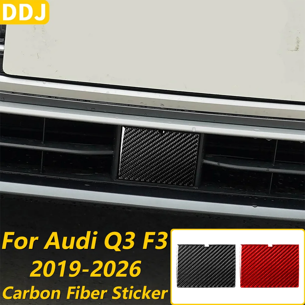 For Audi Q3 F3 2019-2026 Carbon Fiber Front Bumper Radar Panel Cover Decorative Car Accessories Interior Decoration Sticker