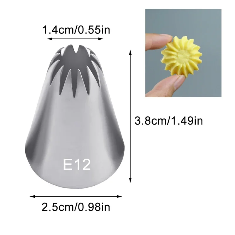 #E12 Close Star Cream Flower Cake Decorating Pastry Piping Nozzle Icing Tips Stainless Steel Bakeware Kitchen Cookies Tools