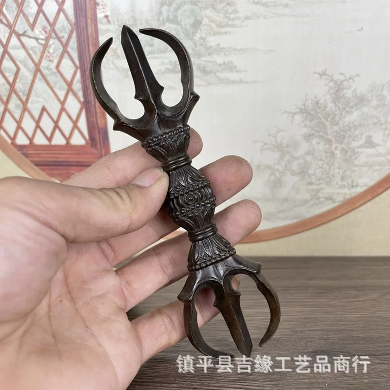 

Three-Pronged Vajra Antique Collection Imitation Alloy Vajra Three-Pronged Pestle Desktop Decoration Ornament