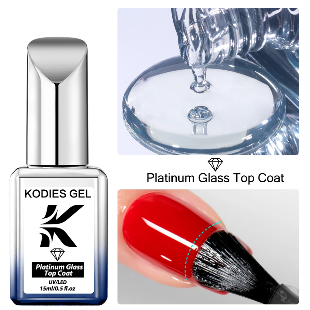KODIES GEL Glass Top Coat Super Shine Gel Nail Polish Vernis Semi Permanent UV Soak Off Gel Lacquer Finish Sealing Manicure Nail