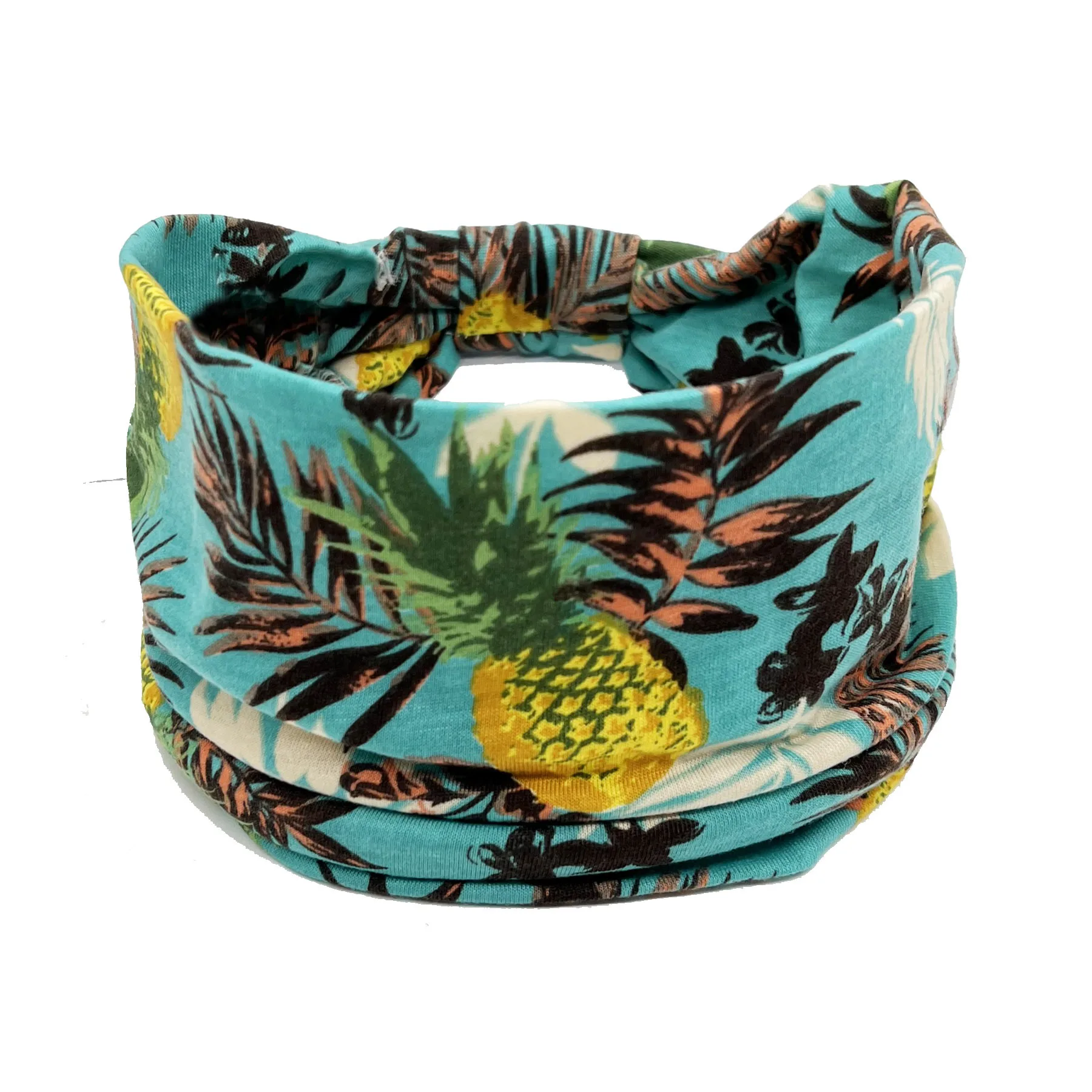 Bandeau de sauna large imprimé de fruits pour femmes et filles, turban élastique noué, accessoires pour cheveux de plage Boho