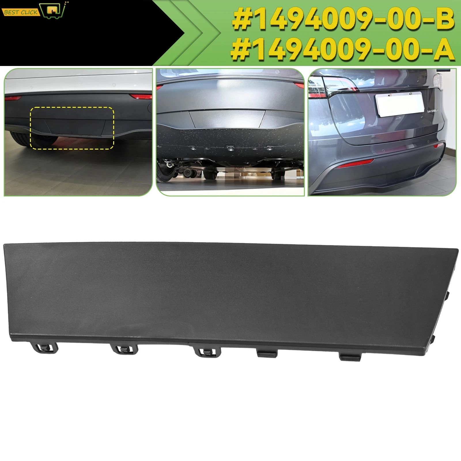For Tesla Model Y 2020-2023 Car Rear Lower Bumper Hook Cap Trailer Lid Tow Hitch Cap Cover Plate Black 1494009-00-B 1494009-00-A