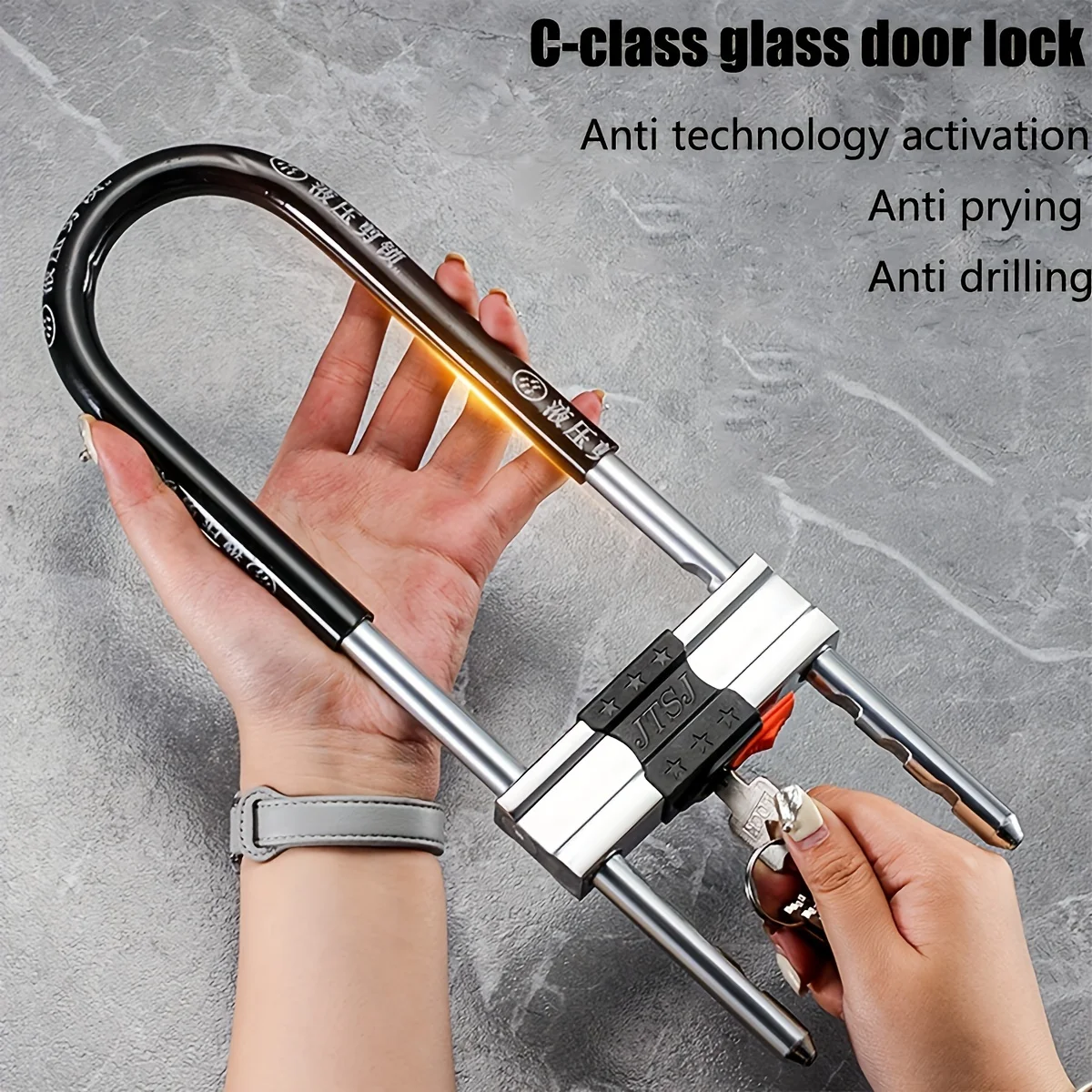 Adjustable Shackle Lock - U-Shape Shackle Lock - Bicycle Lock, Fits Most Pins, Ideal for Indoor and Outdoor Use (Black)